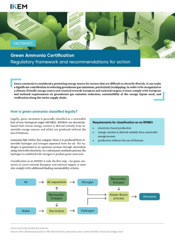 Factsheet Zertifizierung von grünem Ammoniak