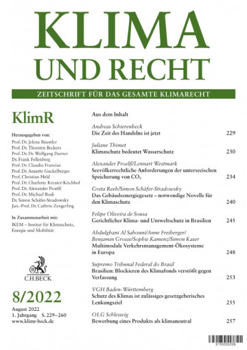 Cover der Klima und Recht. Quelle: Verlag C.H.Beck